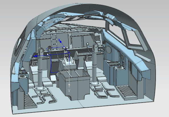 手持式激光三维扫描仪应用于复杂曲面飞机操控室及零部件逆向建模